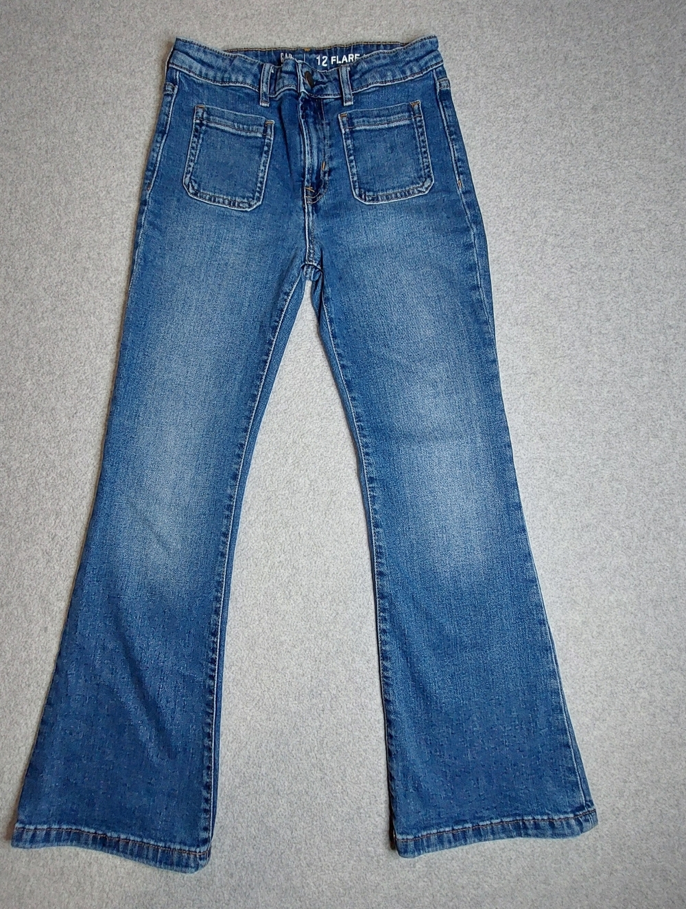 Gap Kids Girls Flare High Rise Jeans Denim Adjustable Waist Size 12